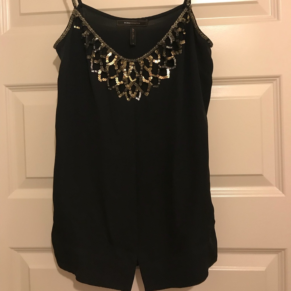 BCBG black sequin tank, size M